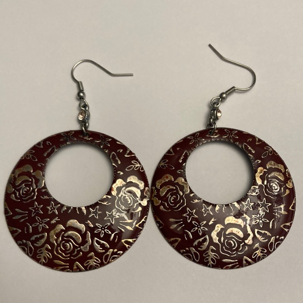 Rose Flower Hoop Circle Earrings